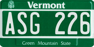 VT license plate ASG226