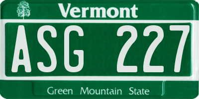 VT license plate ASG227