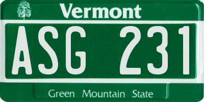 VT license plate ASG231