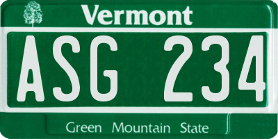 VT license plate ASG234