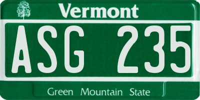 VT license plate ASG235