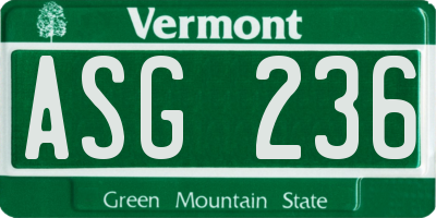 VT license plate ASG236