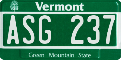 VT license plate ASG237