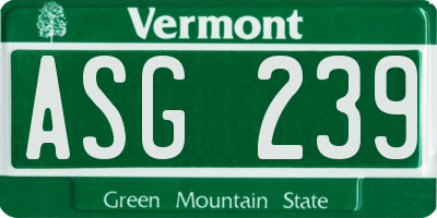 VT license plate ASG239