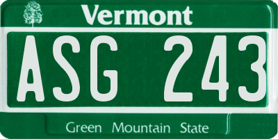 VT license plate ASG243