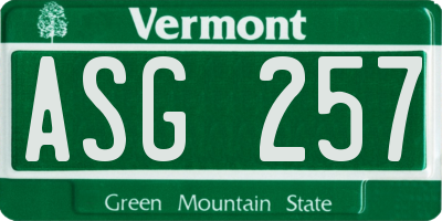 VT license plate ASG257