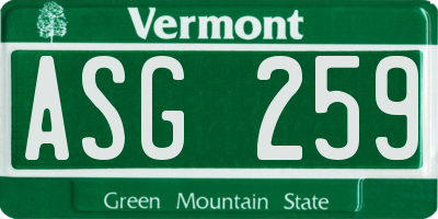 VT license plate ASG259