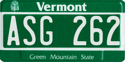 VT license plate ASG262