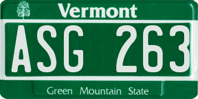 VT license plate ASG263