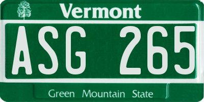 VT license plate ASG265