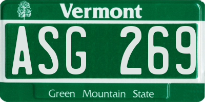VT license plate ASG269