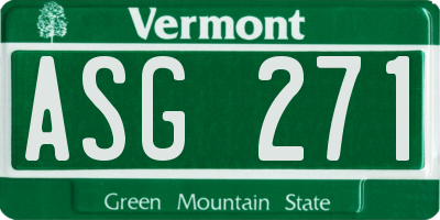 VT license plate ASG271