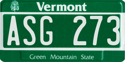 VT license plate ASG273