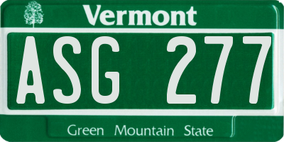 VT license plate ASG277