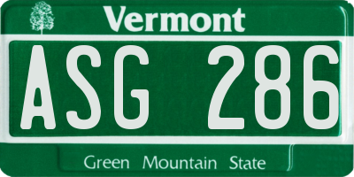 VT license plate ASG286