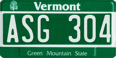 VT license plate ASG304