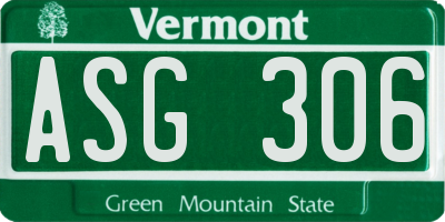 VT license plate ASG306