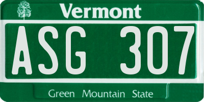 VT license plate ASG307