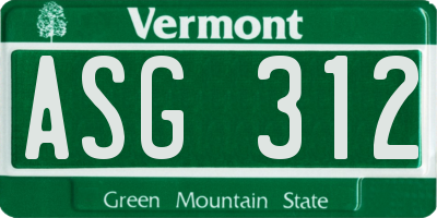 VT license plate ASG312