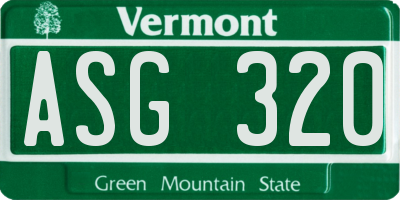 VT license plate ASG320