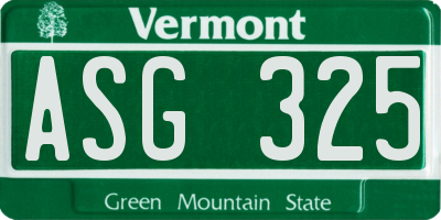 VT license plate ASG325