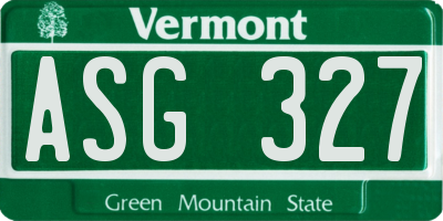 VT license plate ASG327