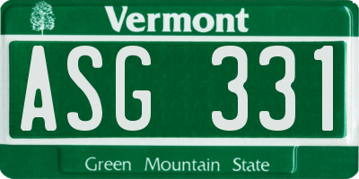VT license plate ASG331