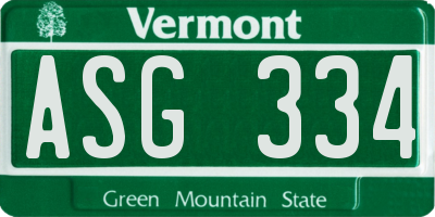 VT license plate ASG334
