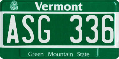 VT license plate ASG336