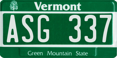 VT license plate ASG337