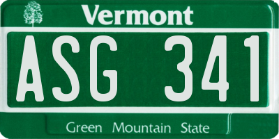 VT license plate ASG341