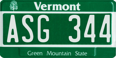 VT license plate ASG344