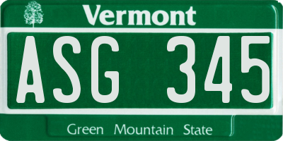 VT license plate ASG345