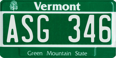 VT license plate ASG346