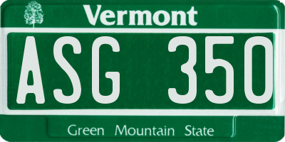 VT license plate ASG350
