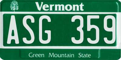 VT license plate ASG359