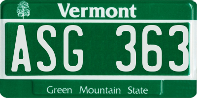 VT license plate ASG363