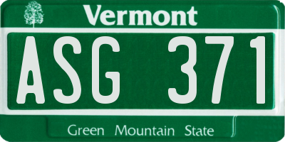 VT license plate ASG371