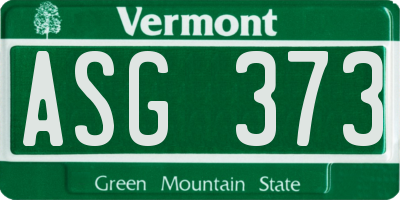 VT license plate ASG373