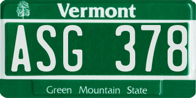 VT license plate ASG378