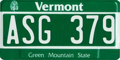 VT license plate ASG379