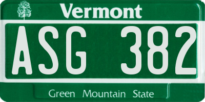 VT license plate ASG382