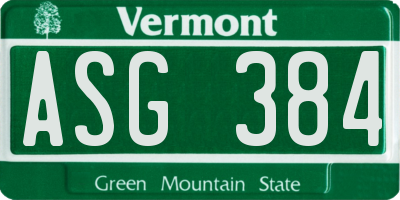VT license plate ASG384