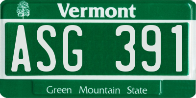 VT license plate ASG391