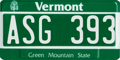 VT license plate ASG393