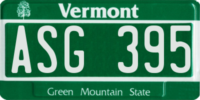 VT license plate ASG395