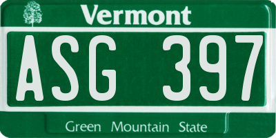 VT license plate ASG397