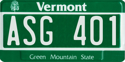 VT license plate ASG401