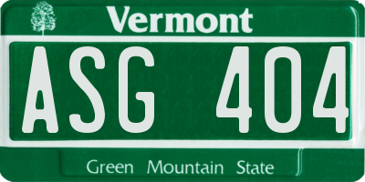 VT license plate ASG404