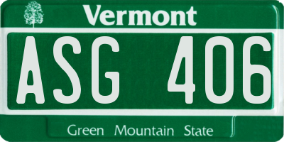 VT license plate ASG406